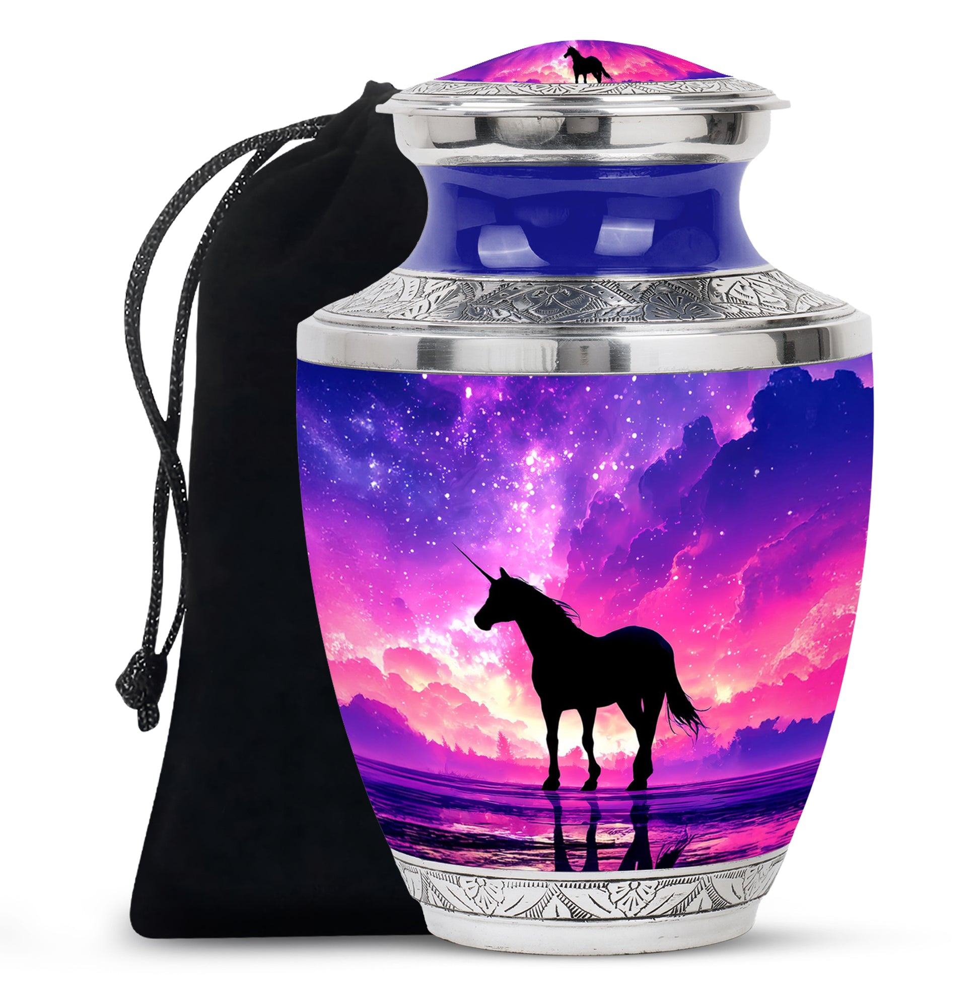 Galaxy Unicorn Cremation Urn - Fantasy Night Sky Memorial Urn For Burial