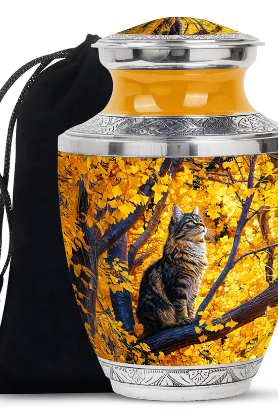 Autumn Nature Cat Cremation Urn - Elegant Funeral Urn For Human Ashes