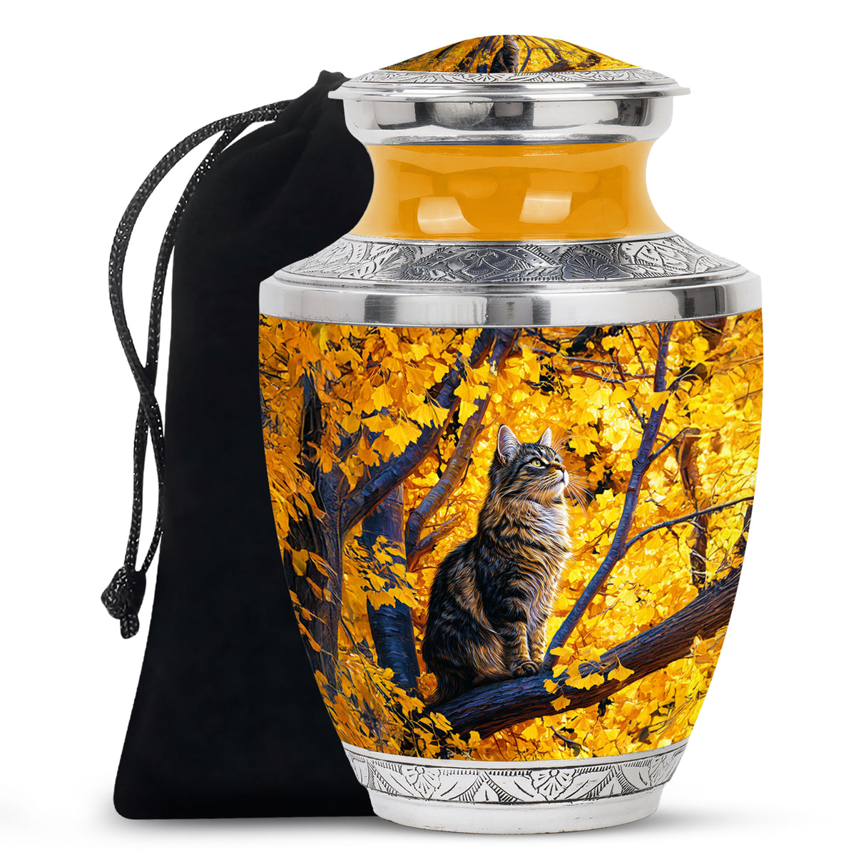 Autumn Nature Cat Cremation Urn - Elegant Funeral Urn For Human Ashes