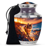 Sunset Beach Cat Memorial Urn -Glowing Cremation Urn For Loved Ones