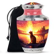 Orange Cat Funeral Urn - Beautiful Sunset Scene Urn For Ashes