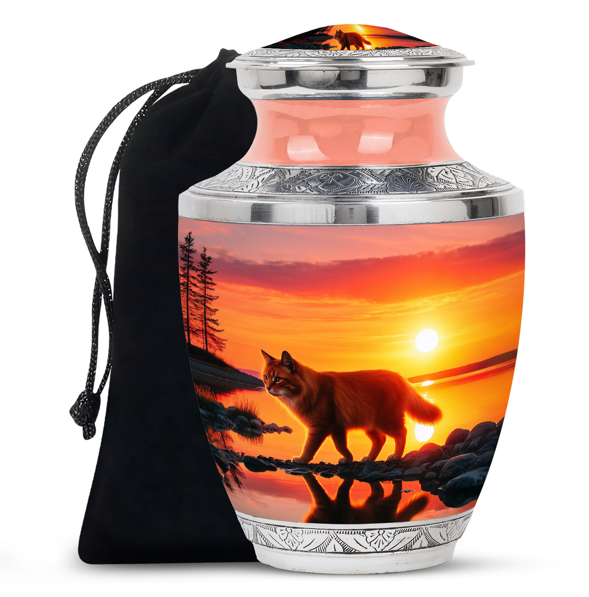 Sunset Cat Memorial Urn - Ocean Cremation Urn For Ashes