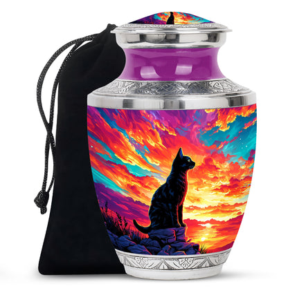 Black Cat Cremation Urn - Artistic Funeral Urn For Pet Ashes