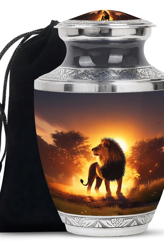 Lion Sunset Urn - Beautiful Burial Urns For Adult Human Ashes