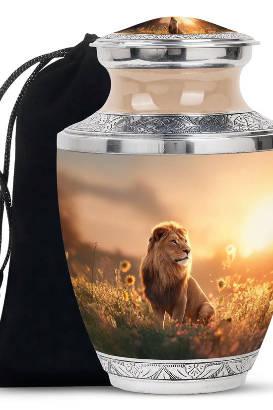 Resting Lion Cremation Urn - Urns For Human Ashes For Adults