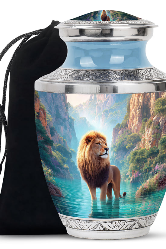 Majestic Lion Cremation Urn - Serene Valley Memorial Urn For Adult Ashes