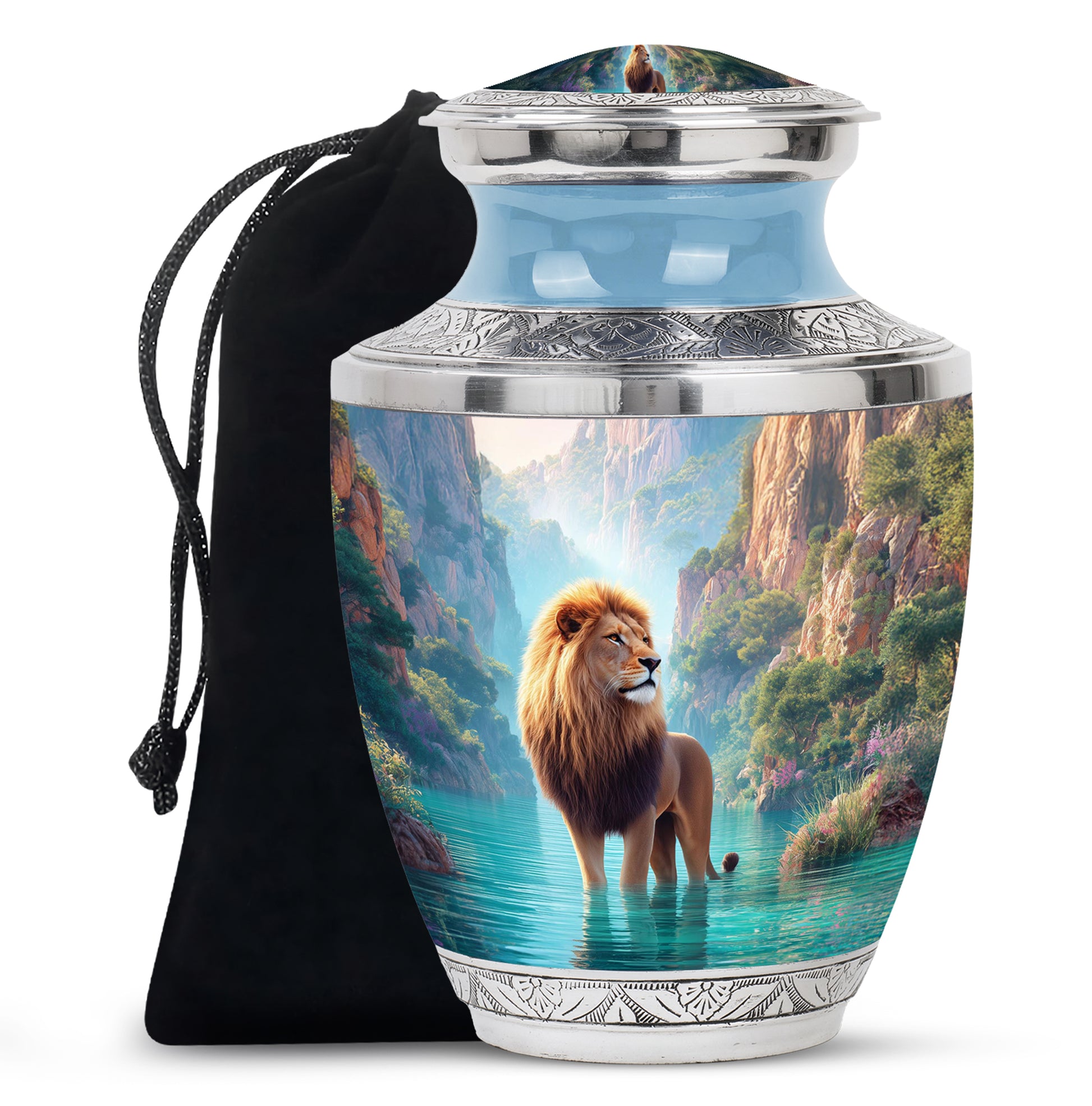 Majestic Lion Cremation Urn - Serene Valley Memorial Urn For Adult Ashes
