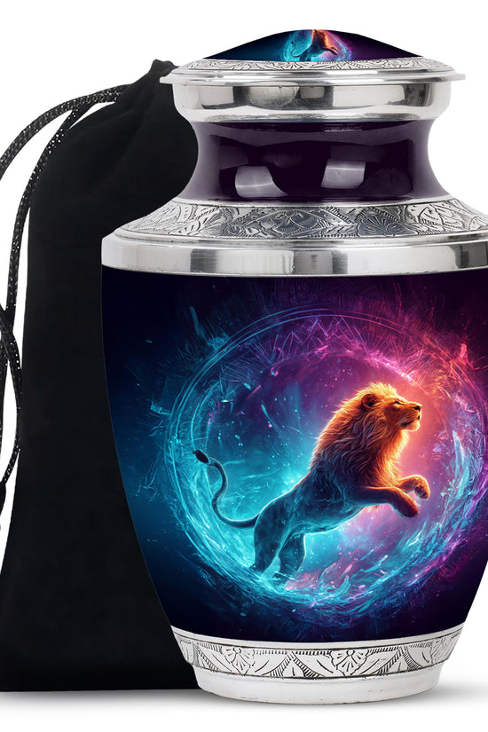 Divine Lion Energy Funeral Urn - Aluminium Cremation Urn For Ashes