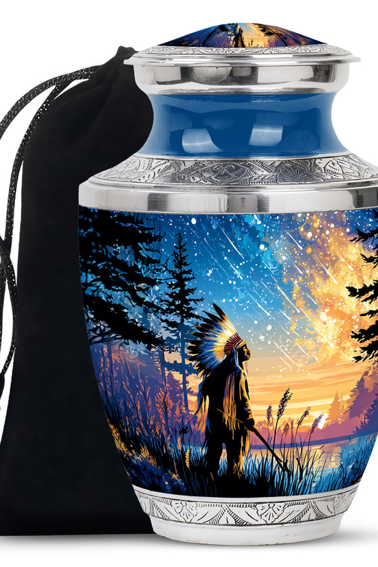 Native American Funeral Urn - Forest Cremation Urn For Human Ashes