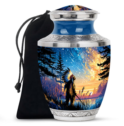 Native American Funeral Urn - Forest Cremation Urn For Human Ashes