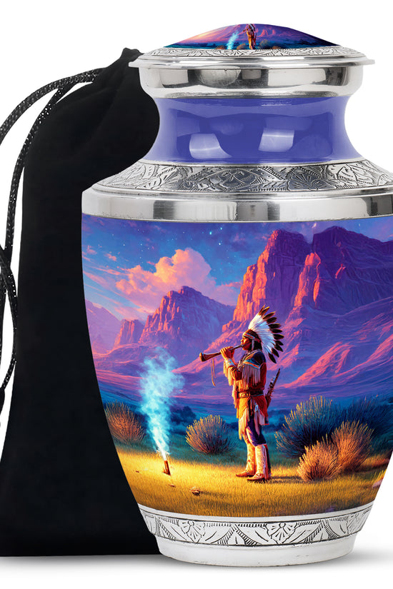 Native American Cremation Urn -Sunset Memorial Urn For Men