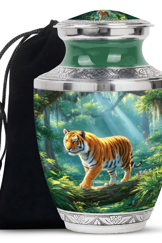 Tiger Memorial Urn - Jungle Wildlife Cremation Urn For Male Ashes