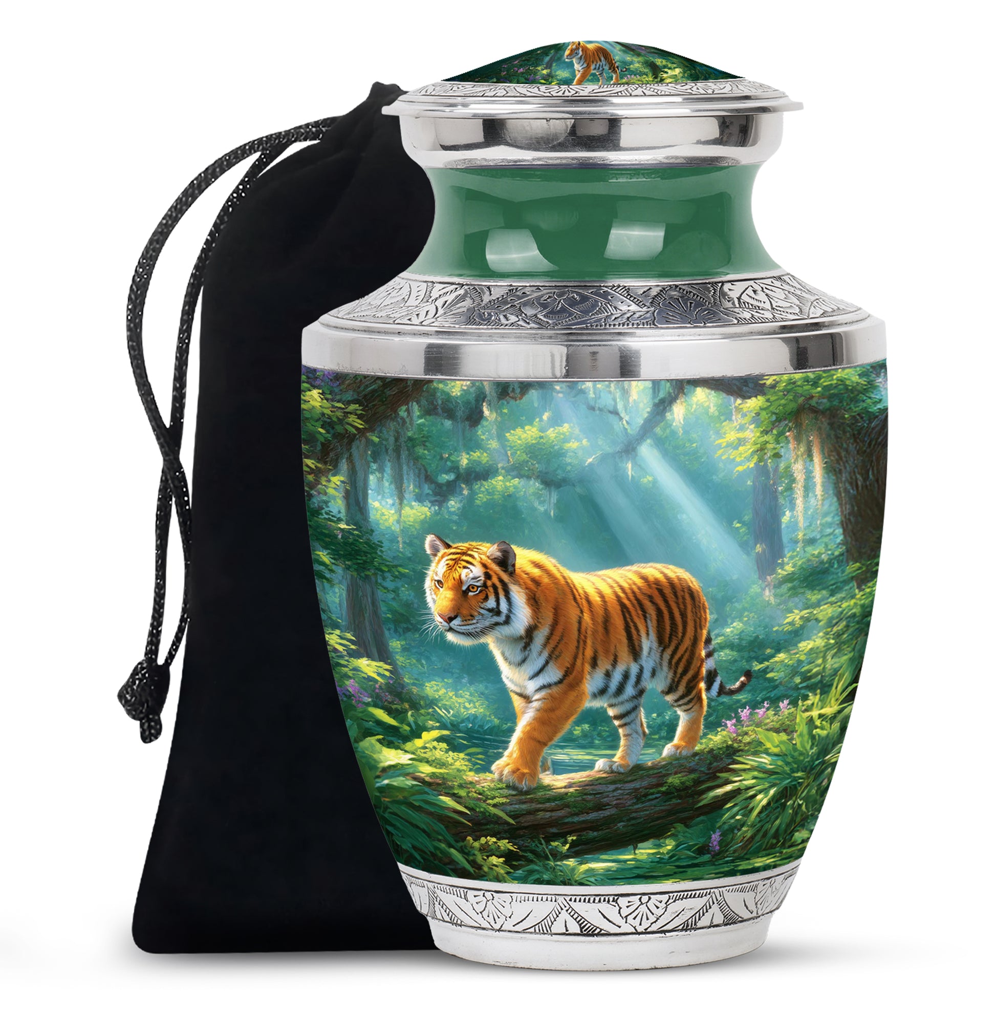 Tiger Memorial Urn - Jungle Wildlife Cremation Urn For Male Ashes