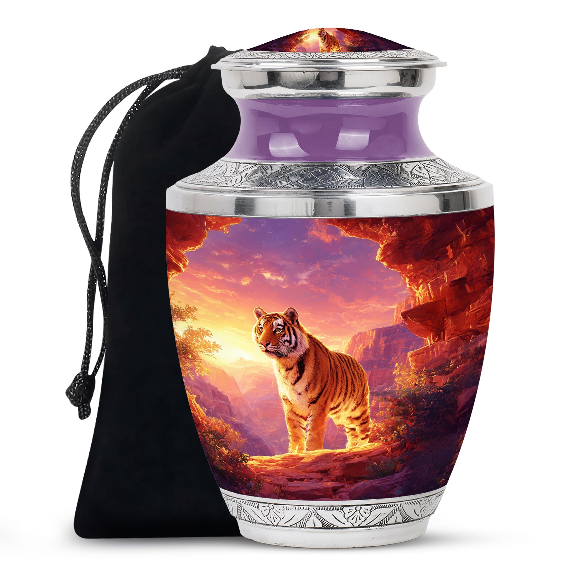 Tiger Tribute Memorial Urn - Sunset Mountain Cremation Urn For Dad
