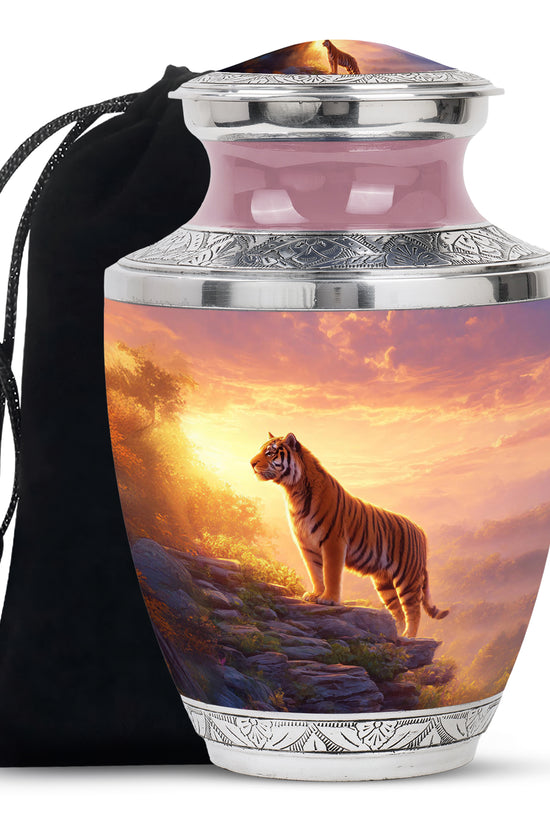 Decorative Tiger Funeral Urn - Mountain Landscape Cremation Urn For Ashes