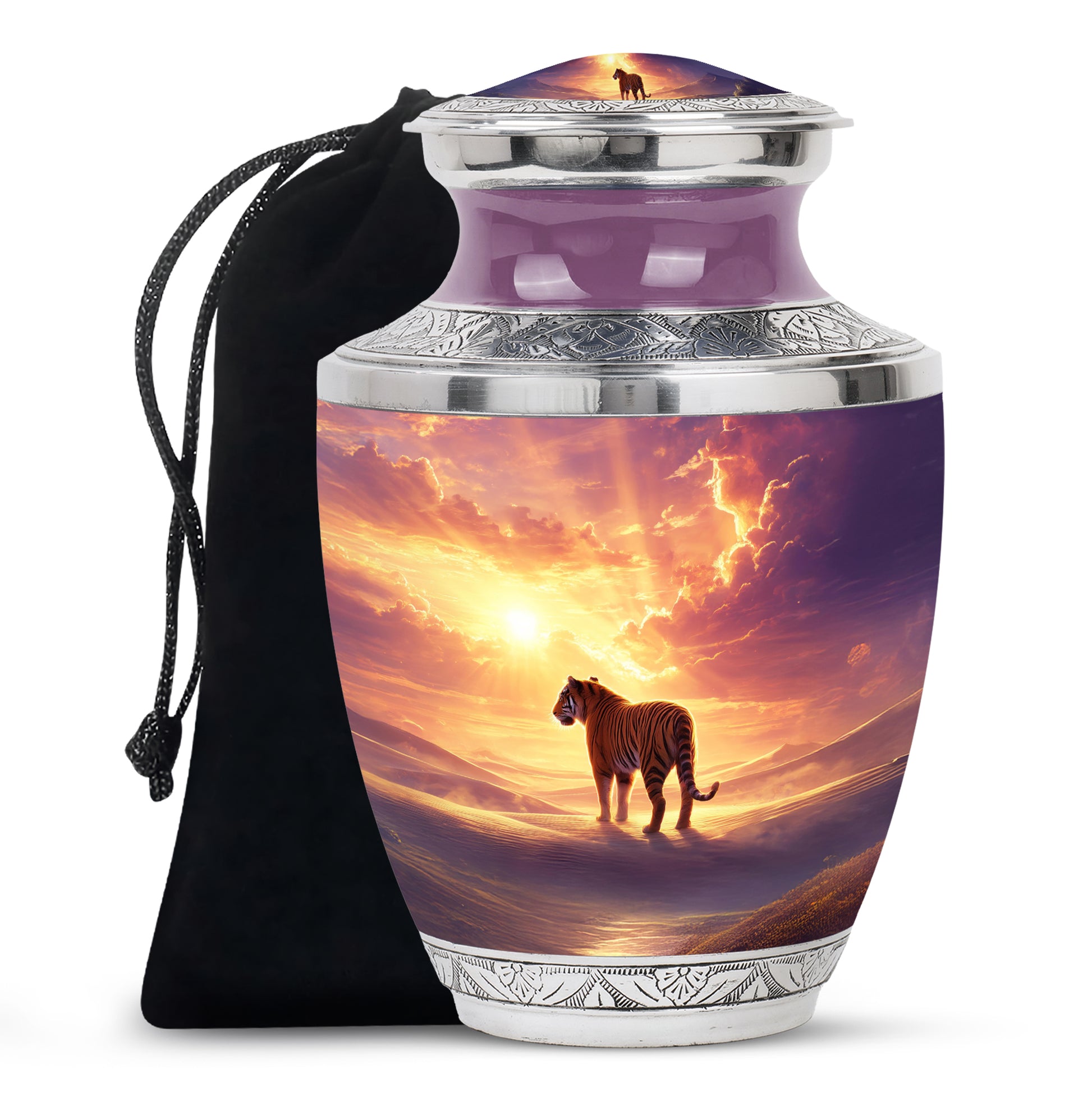 Sunset Tiger Cremation Urn - Majestic Memorial Urn For Male