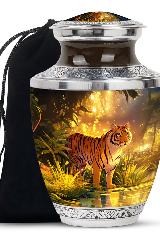 Jungle Tiger Funeral Urn - Aristic Cremation Urn For Burial