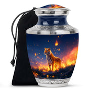 Mountain Tiger Memorial Urn - Beautiful Night Blue Funeral Urn For Humans