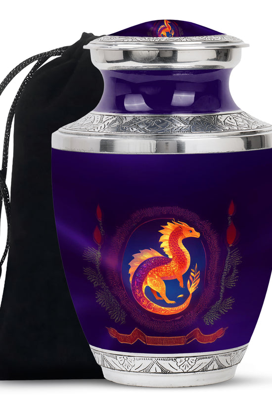 Unique Dragon Cremation Urn - Purple Memorial Urn For Loved Ones