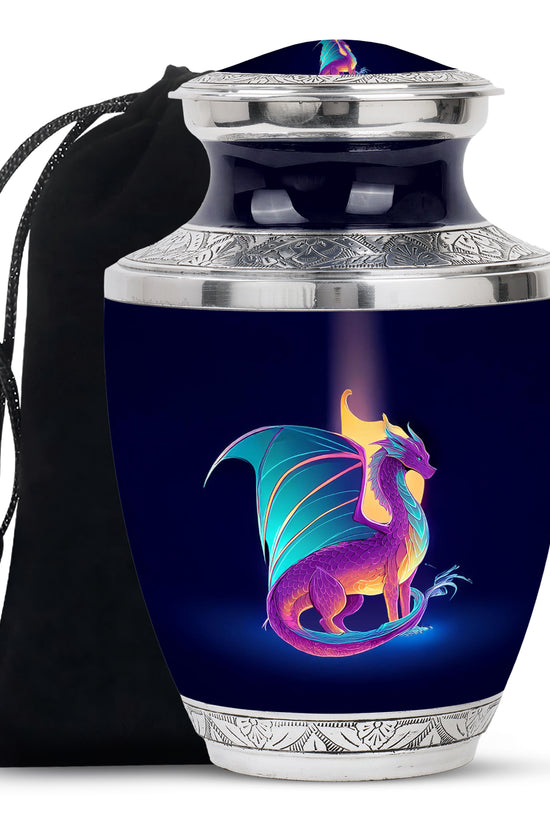 Artistic Neon Dragon Funeral Urn - Aluminium Memorial Urn For Ashes