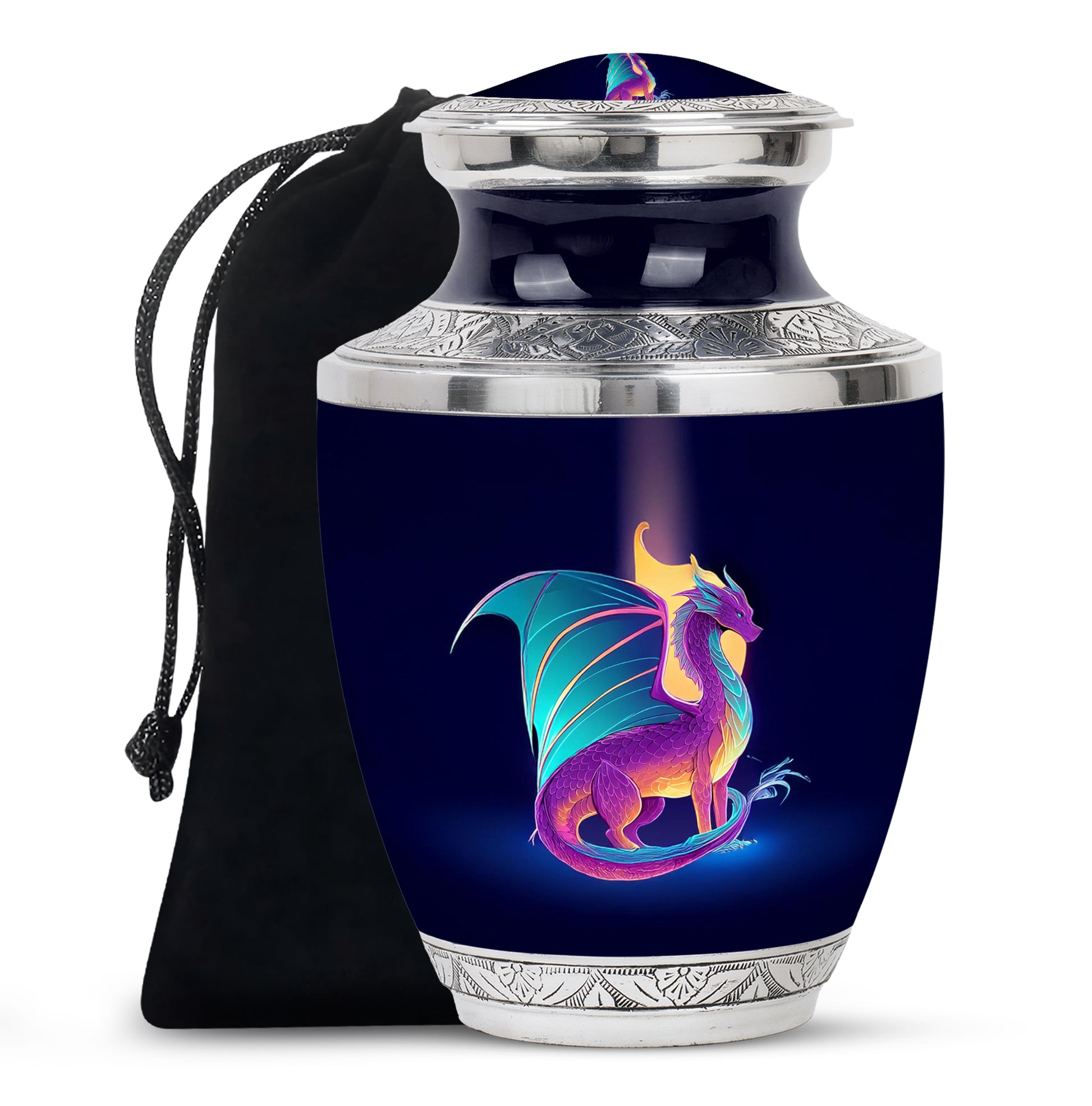 Artistic Neon Dragon Funeral Urn - Aluminium Memorial Urn For Ashes