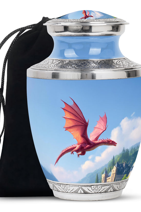 Flying Dragon Funeral Urn - Blue Cremation Urn For Human Ashes