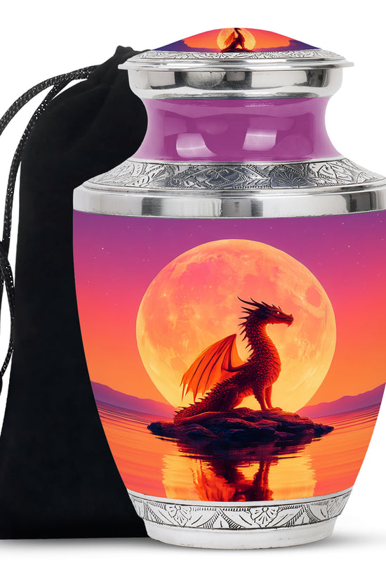 Red Dragon Cremation Urn - Full Moon Memorial Urn For Loved Ones