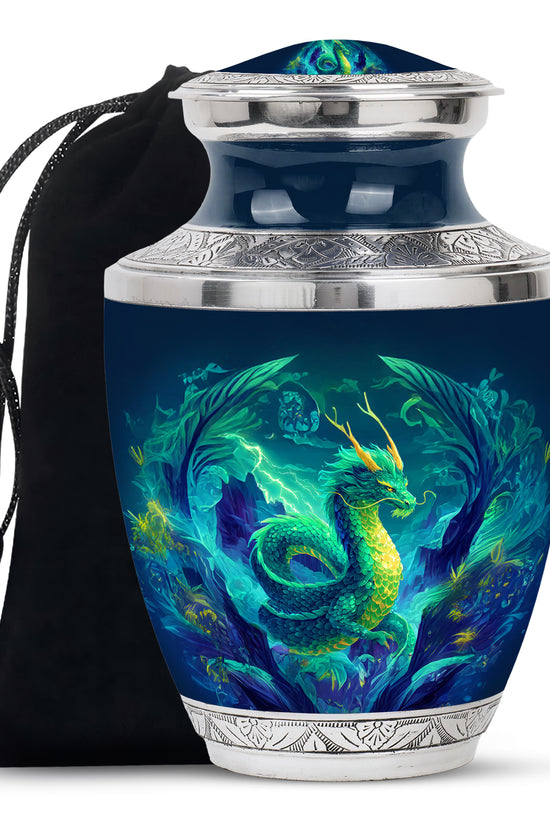 Thunder Dragon Funeral Urn - Fantasy Cremation Memorial Urn For Burial