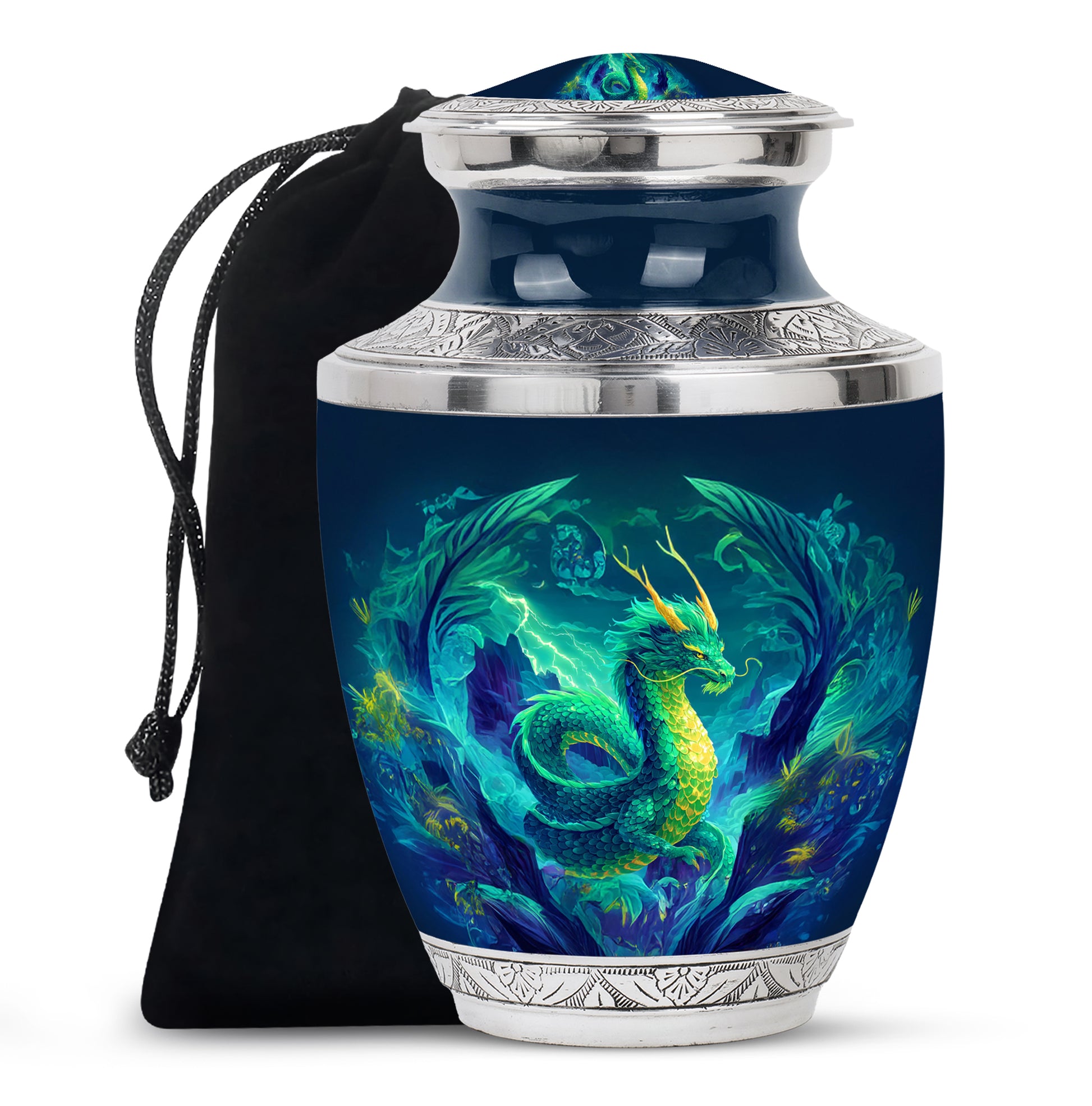 Thunder Dragon Funeral Urn - Fantasy Cremation Memorial Urn For Burial