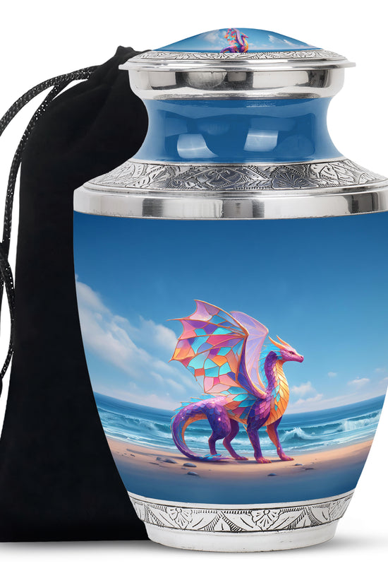 Colorful Dragon Memorial Urn - Ocean Fantasy Cremation Urn For Burial