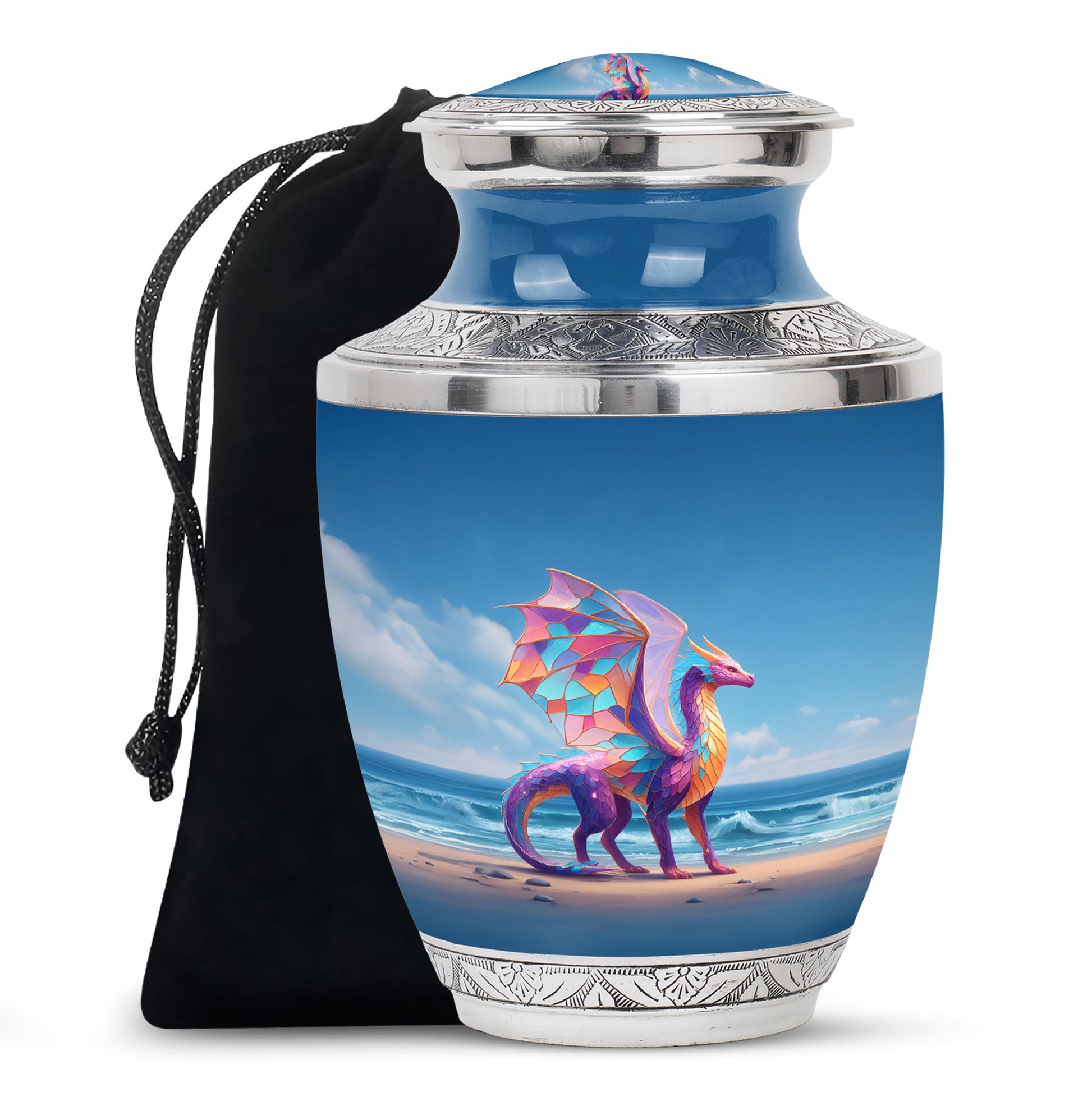 Colorful Dragon Memorial Urn - Ocean Fantasy Cremation Urn For Burial