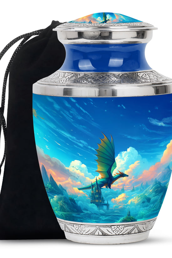 Unique Dragon Memorial Urn - Castle Scene Cremation Urn For Burial