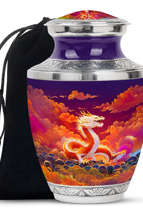 Asian Dragon Memorial Urn - Fire Themed Cremation Urn For Loved Ones