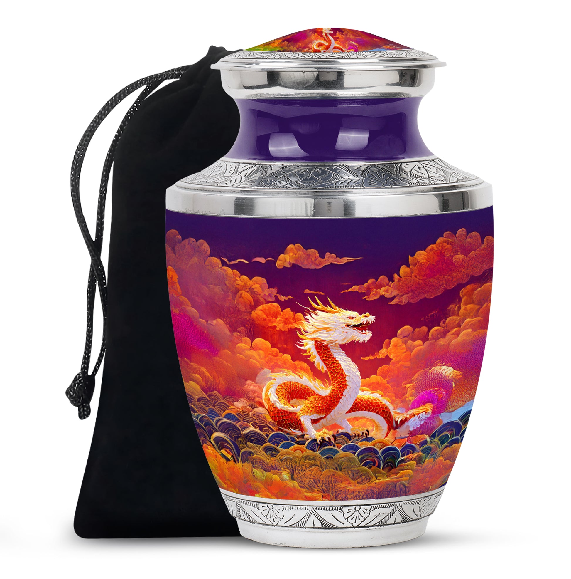 Asian Dragon Memorial Urn - Fire Themed Cremation Urn For Loved Ones