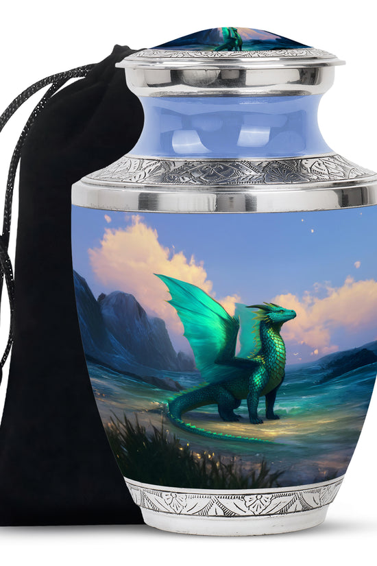 Green Dragon Memorial Urn For Ashes - Beautiful Cremation Urn For Burial