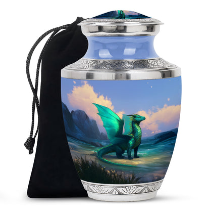 Green Dragon Memorial Urn For Ashes - Beautiful Cremation Urn For Burial