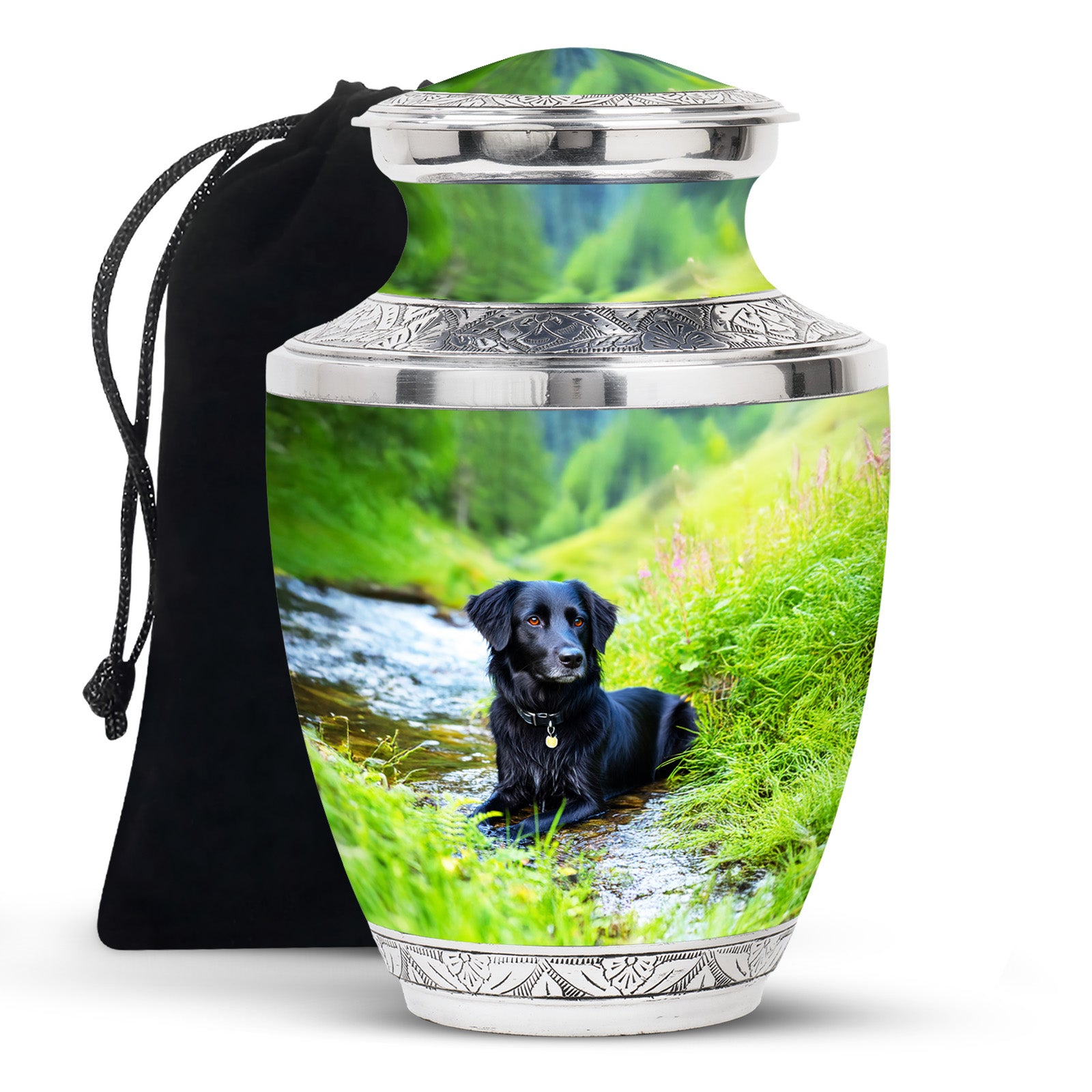 Black Dog Cremation Urn - Beautiful Peaceful Tribute For Loved Ones