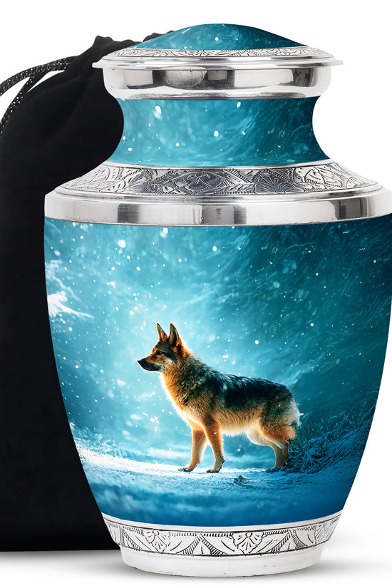 Snowfall Memorial Urn For Dogs - German Shephard Cremation Urn For Sale
