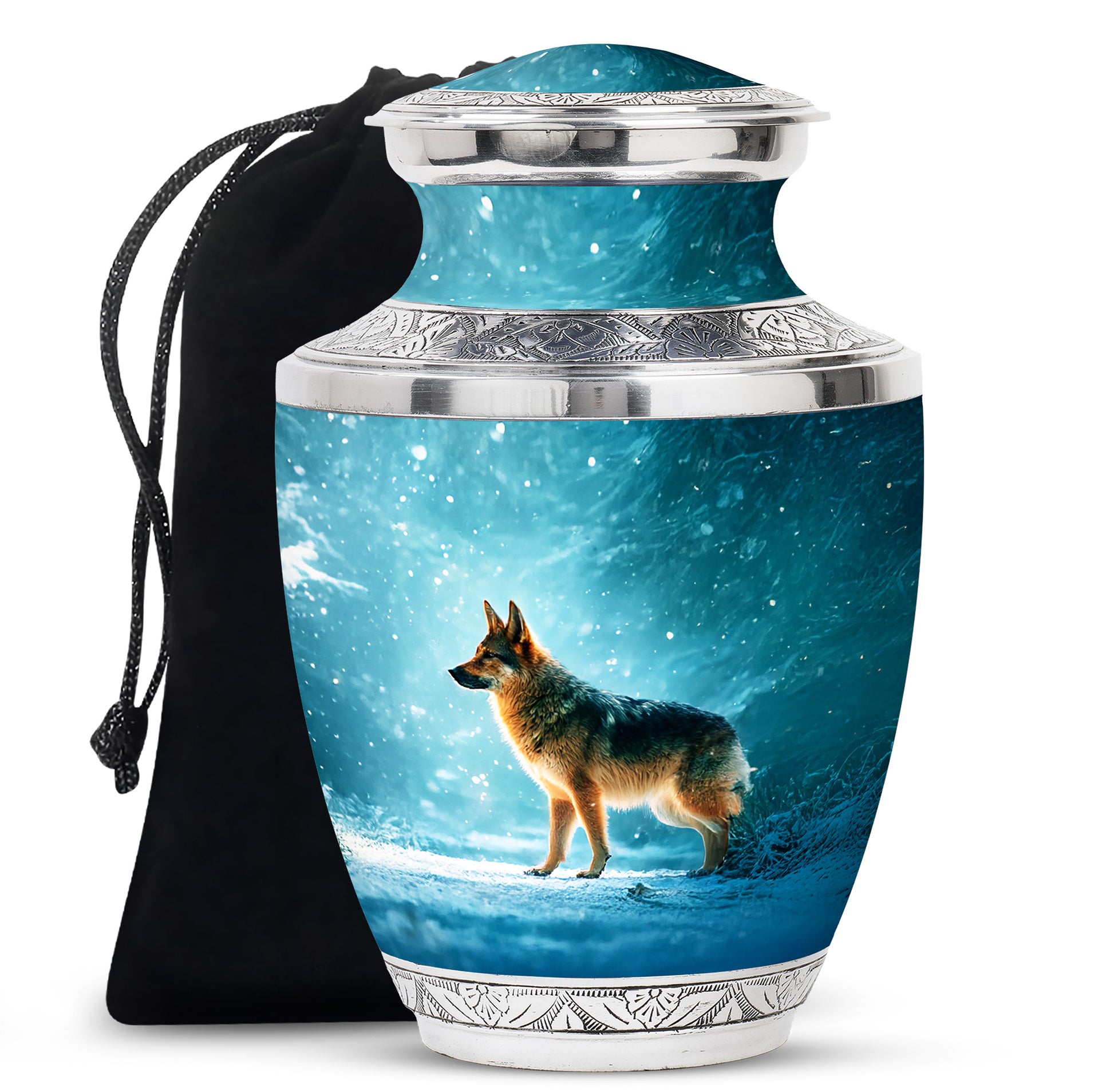 Snowfall Memorial Urn For Dogs - German Shephard Cremation Urn For Sale