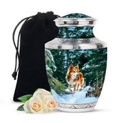 Brown Dog Urn For Cremated Ashes - Snowy Mountain Urns For Pet