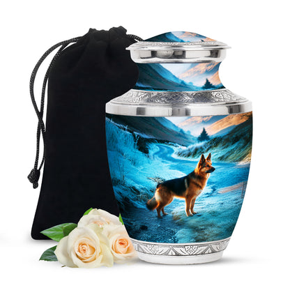 German Shephard In Snow - Burial Urns For Pet Dog Ashes