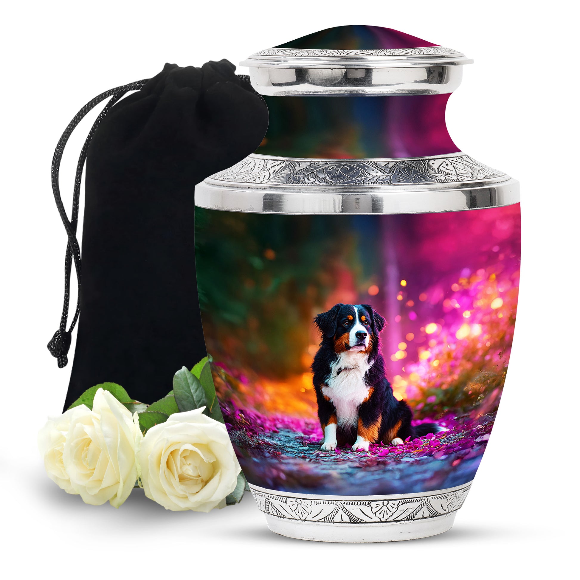 Bernese Mountain Dog Themed Urn - Personalized Pet Urns For Ashes