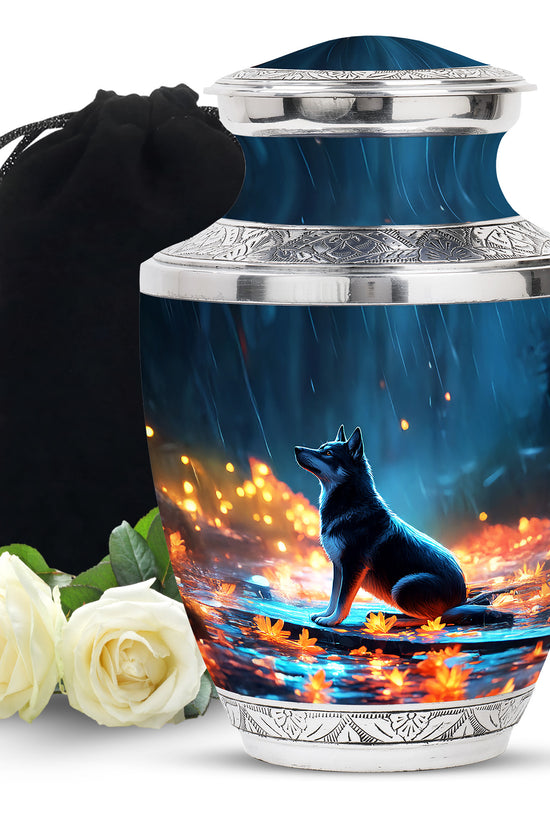 Dog in Rain Scenic Urns - Handracfted Personalized Urns For Pet Ashes