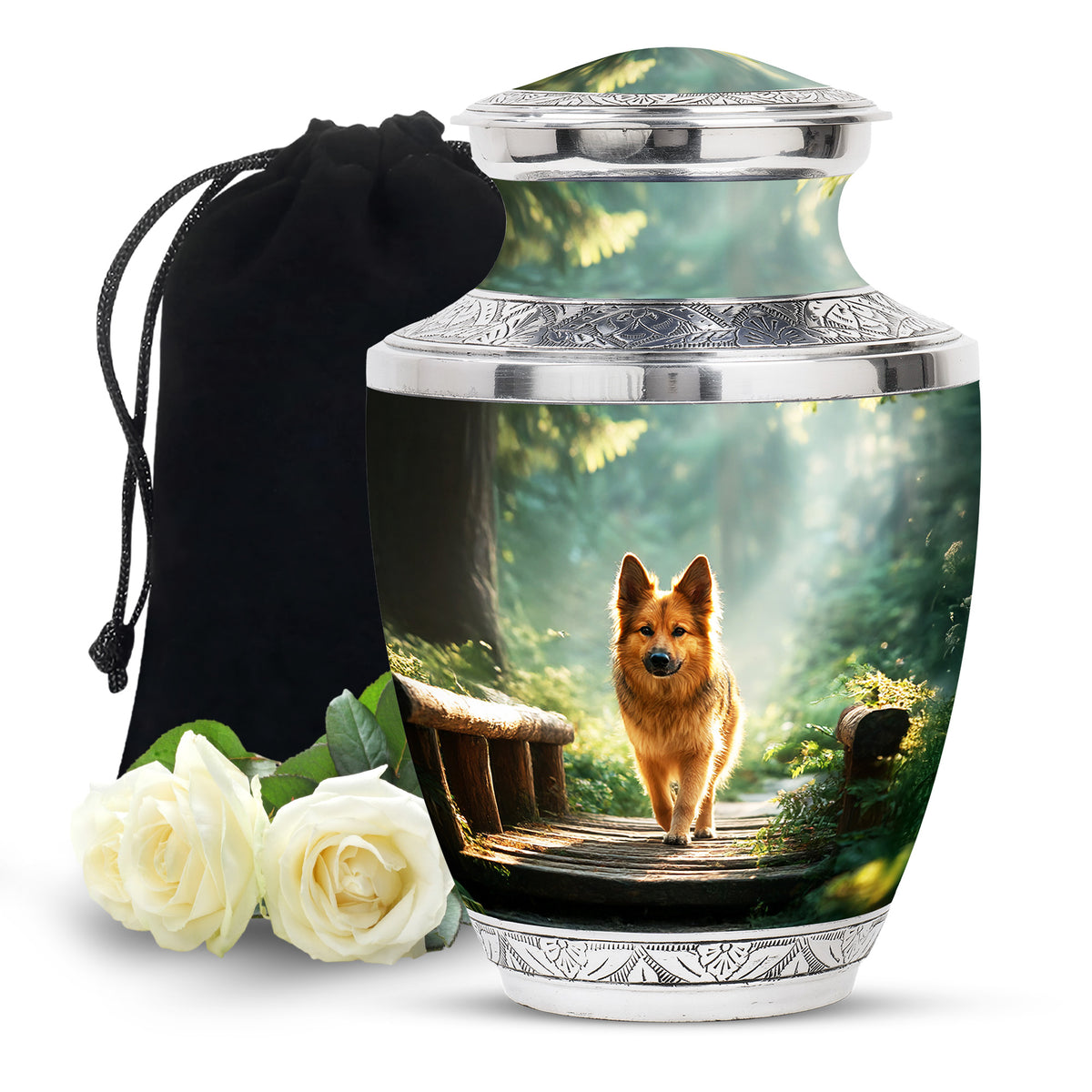 Golden Pet Dog Funeral Urn - Forest Memorial Urn For Pet