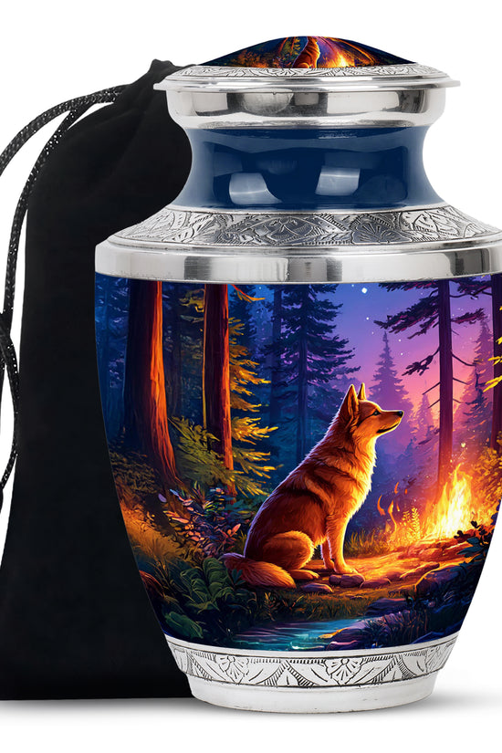Husky Dog Cremation Urn - Forest Memorial Urn For Pet Ashes