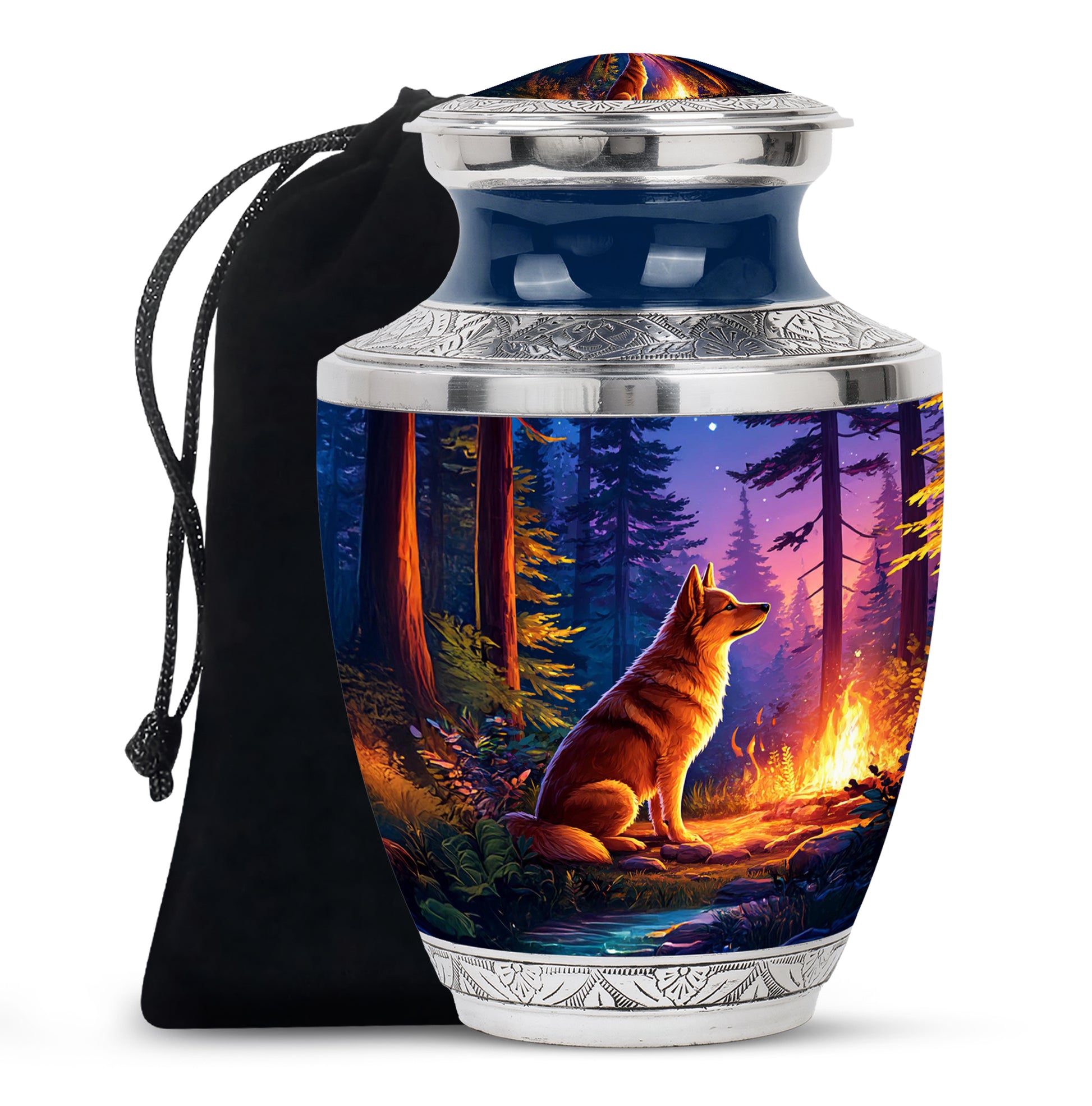Husky Dog Cremation Urn - Forest Memorial Urn For Pet Ashes