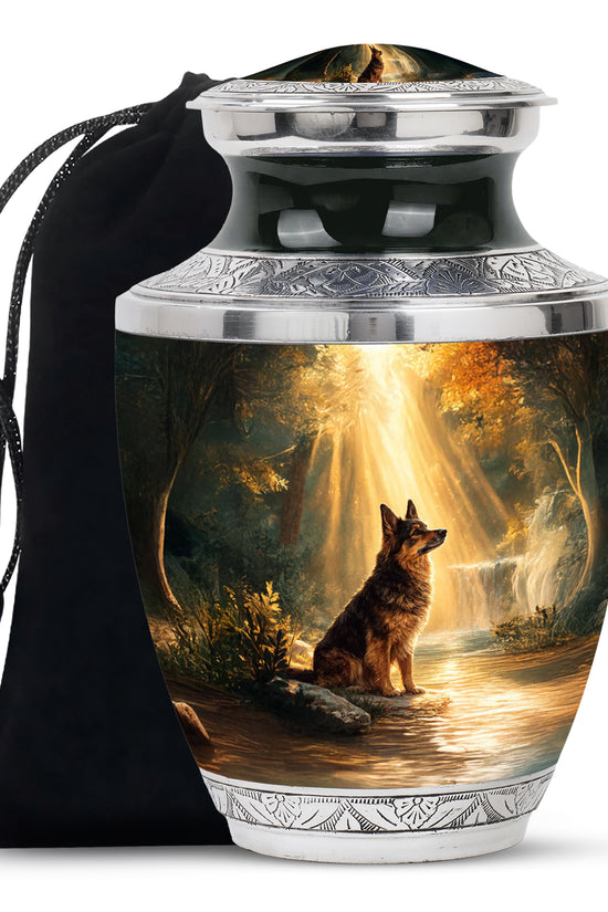 German Shepherd Fuenral Urn - Peaceful Forest Memorial Urn For Dog