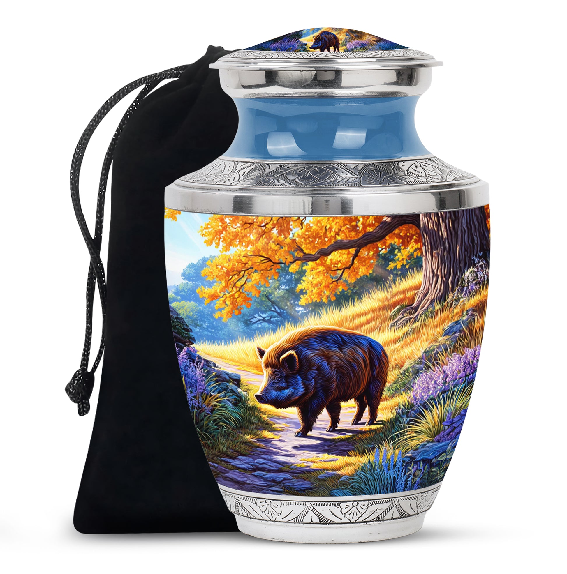 Boar Nature Cremation Urns - Beautiful Fall Forest Funeral Urns For Ashes