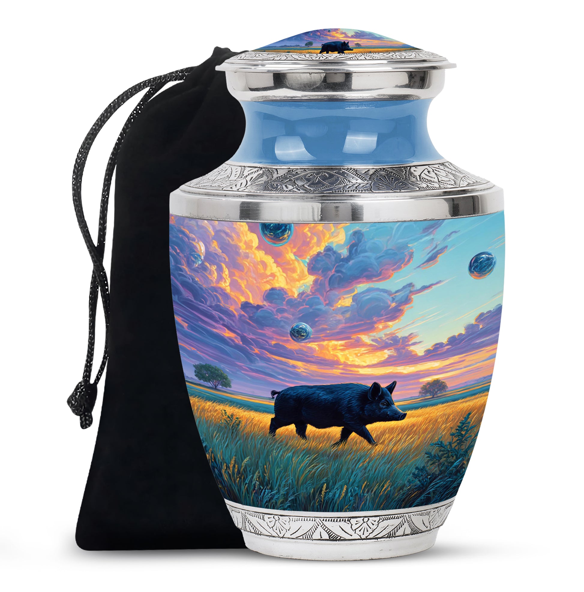 Black Pig Cremation Urns - Golden Field Funeral Urns For Human Ashes