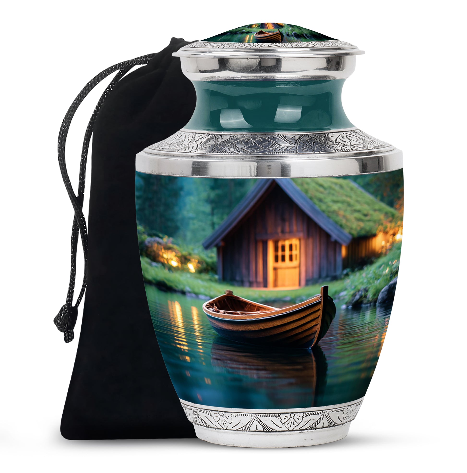 Wooden Boat Urn - Peaceful Lake Cremation Urns For Human Ashes